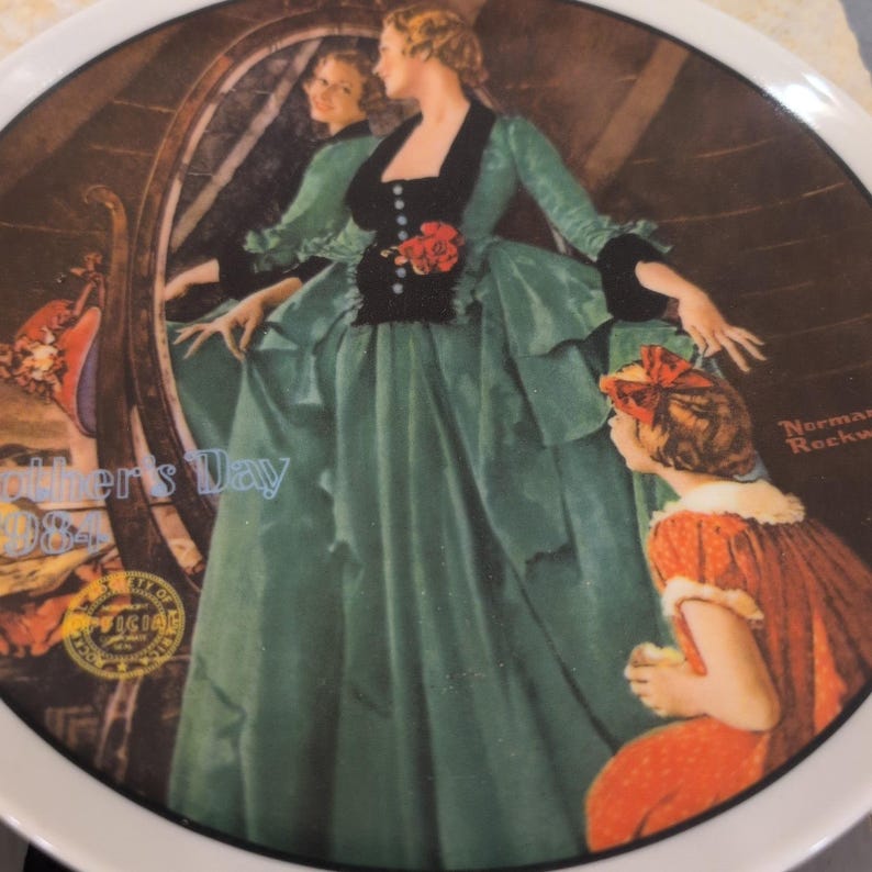 Norman Rockwell 1984 Mothers Day Plate Grandmas Courting Dress Edwin M Knowles image 5
