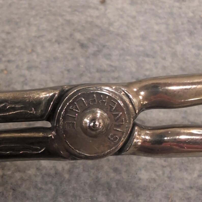 Vintage Silverplate Zinc Alloy Pastry Tongs Ornate Scroll Engraved Server image 4