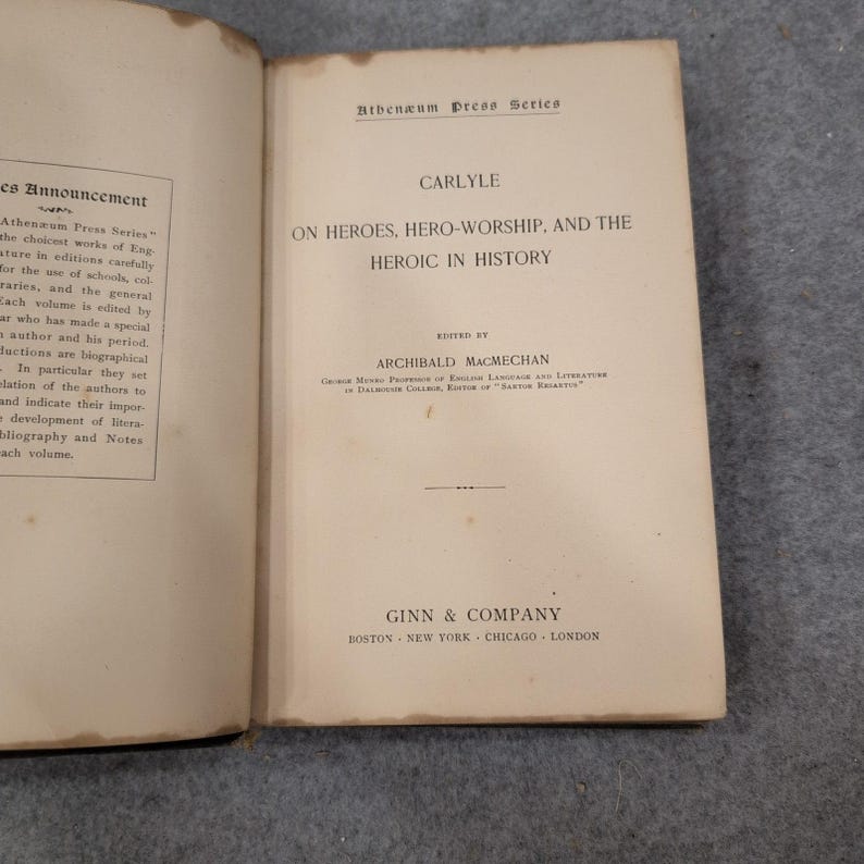 Thomas Carlyle On Heroes Hero-Worship And The Heroic In History 1901 Hardcover image 4