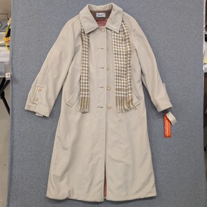 Sherwood Women's Beige Wool Blend Long Trench Coat w Scarf Size 10 NOS NWT