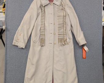70s Vintage London Fog Gabardine Trench Coat Womens 16 XL Khaki