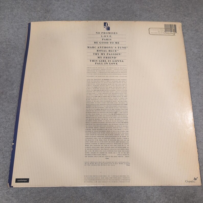 Tyka Nelson Royal Blue Vinyl LP 1988 Chrysalis BFV-41643 Promo Gold Stamp VG+ image 2