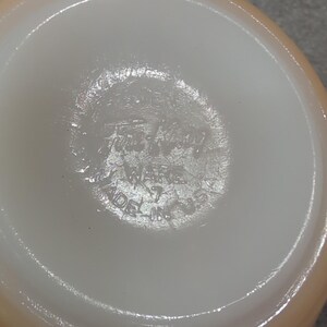 Fire King Peach Luster Milk Glass Handled Chili Bowls and Custard Cups Set of 6 image 5