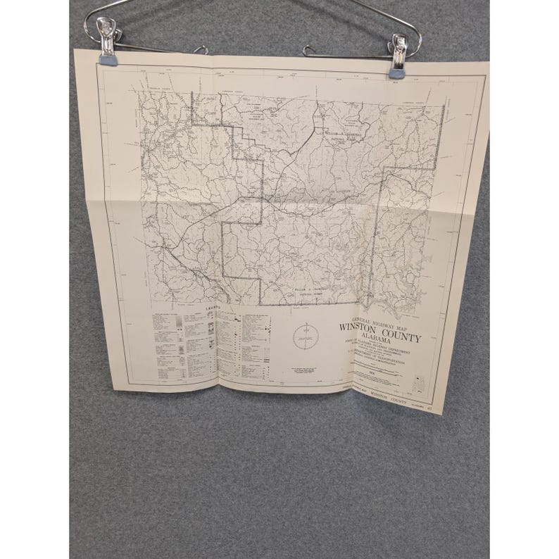 VTG 1976 Winston County Alabama General Highway Map 19" x 18" Haleyville image 1
