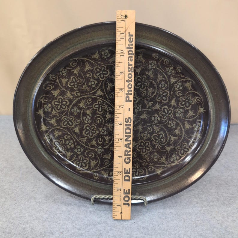 Franciscan Madeira Oval Serving Platter Floral Earthenware Dark Brown Gree image 2