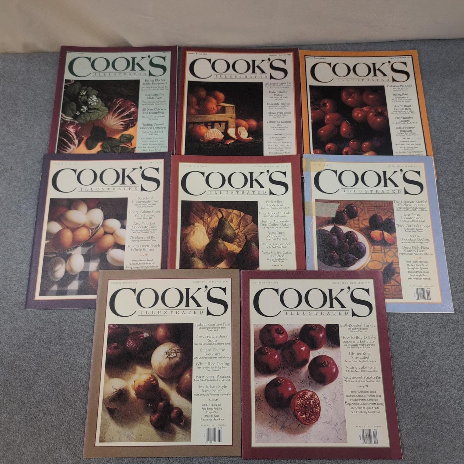 8 Cook's Illustrated Magazines 1997-1999 Vintage Cooking Periodicals ...