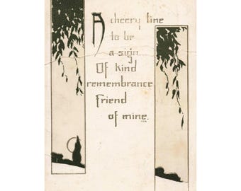 Antik Sandford Card Co-vykort från 1914, vänskapsdikt, Albany, NY, poststämpel, begagnat