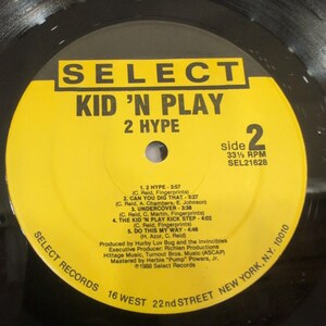 Kid 'N Play 2 Hype Vinyl LP 1988 Select Records SEL 21628 Hip Hop Album image 6
