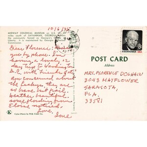 Midway Colonial Museum Savannah Georgia Vintage Postcard 1975 Postmark VG image 2