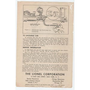 Vintage Lionel No 6520 Searchlight Car Instruction Sheet O Gauge Train Manual image 2