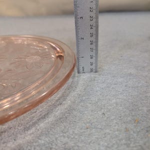 Jeannette Sunflower Pink Depression Glass 3 Footed Cake Plate Vintage 1930s image 8