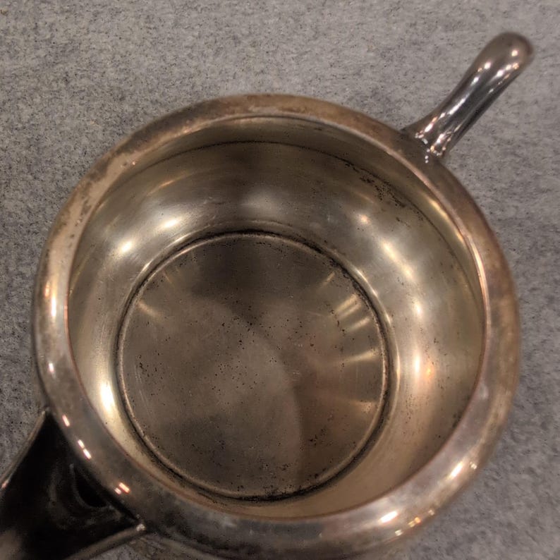 Vintage Stacking Silverplate Teapot and Sugar Bowl Set Wolf Crown Hallmarks image 5