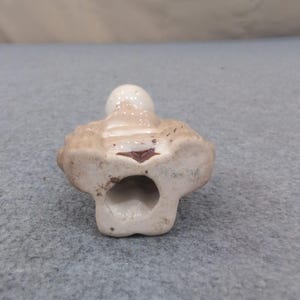 Vintage Ceramic Boy Figurine Tan Cream Overalls Fence Rustic Decor image 3