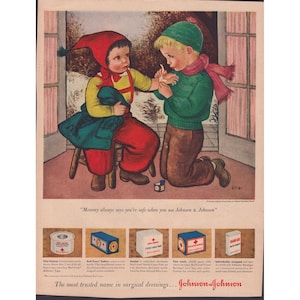 Anuncio impreso de primeros auxilios de Johnson & Johnson de la década de 1940, obra de Gladys Rockmore Davis. imagen 1