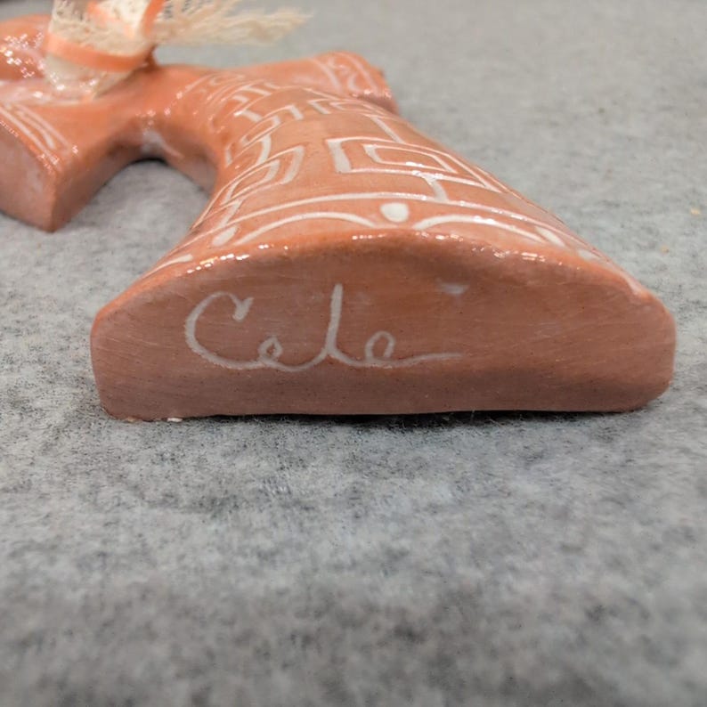 Vintage Terracotta Clay Angel Figurines Set of 4 Handcrafted Folk Art Decor image 4