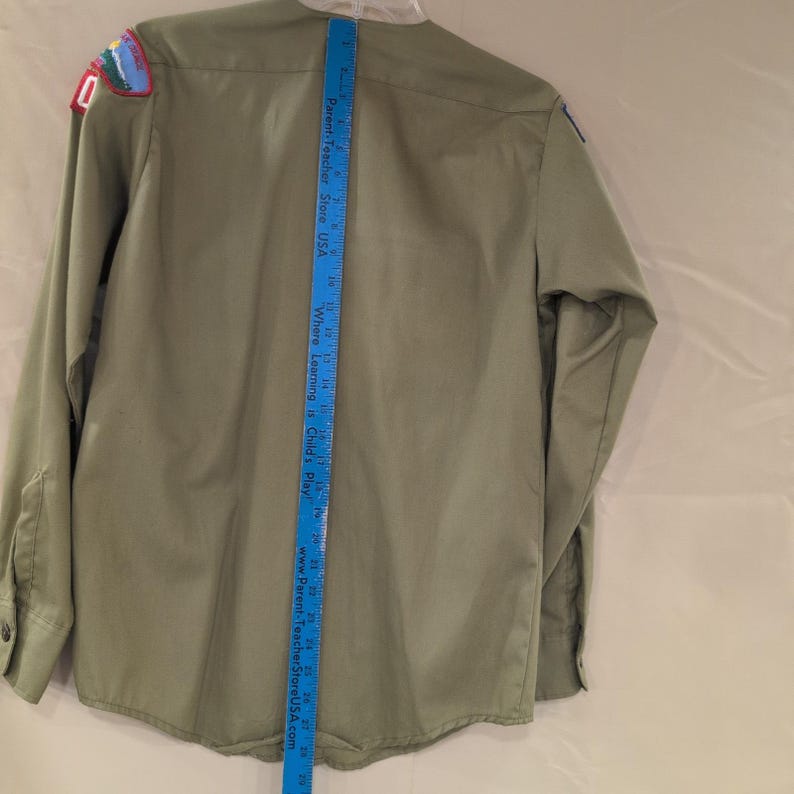 Vtg Boy Scouts of America BSA Uniform Shirt Olive Green Pikes Peak Council 14 image 3