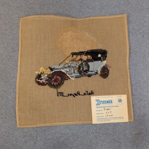 Brunswick Needlepoint 1911 Rolls Royce Antique Car Madeira Wool Canvas P-945 image 3