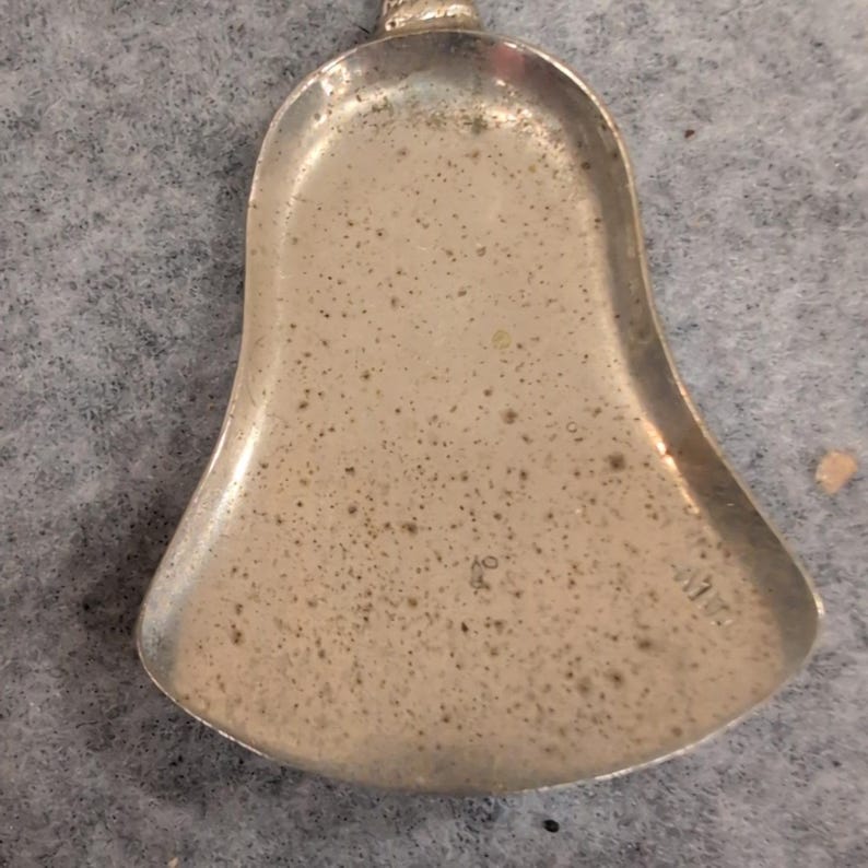 Vintage Figural Deer Souvenir Spoon Bell Shaped Bowl Ornate Silver Tone Metal image 4