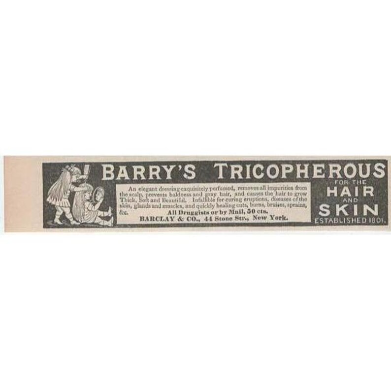 Barrys Tricopherous per capelli e pelle Fondata nel 1892 Annuncio pubblicitario stampato immagine 1