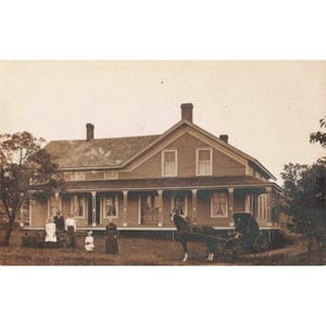 Antique RPPC Residence Mrs Lydia Evans Farmhouse Horse Carriage Postcard AZO image 1