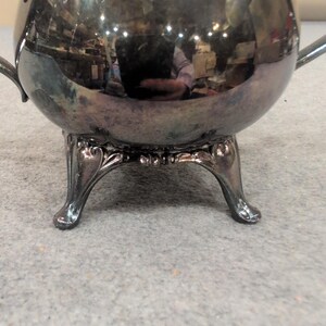 Vintage Silver Plated Footed Sugar Bowl with Lid Ornate Handles Tarnish Decor image 5