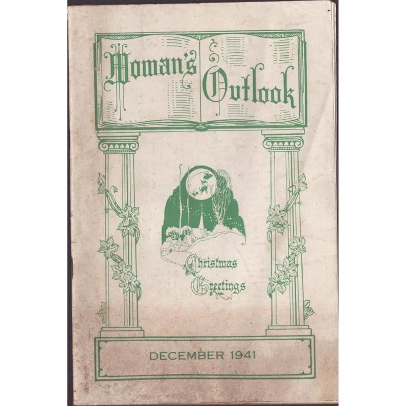 Vintage Woman's Outlook Magazine December 1941 Brethren Church Christmas Issue image 1