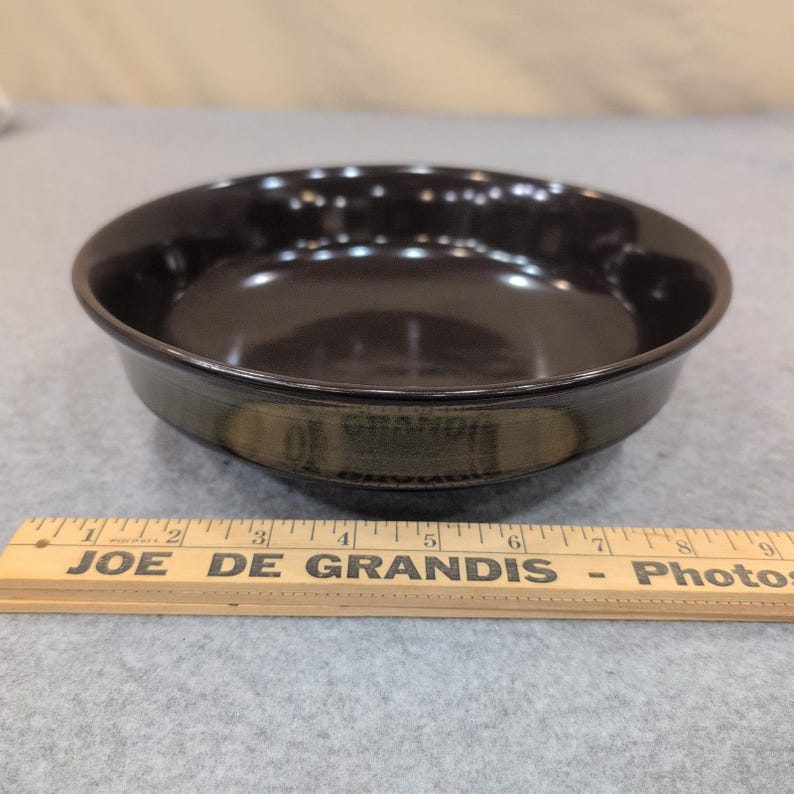 Franciscan Brown Glazed Ceramic Bowl with Green Band Mid Century Modern image 5