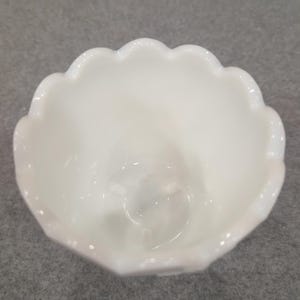 Vintage White Milk Glass Paneled Grape Footed Vase Scalloped Rim image 5