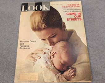 LOOK Magazine June 1 1965 Princess Grace and Princess Stephanie Cover VG-