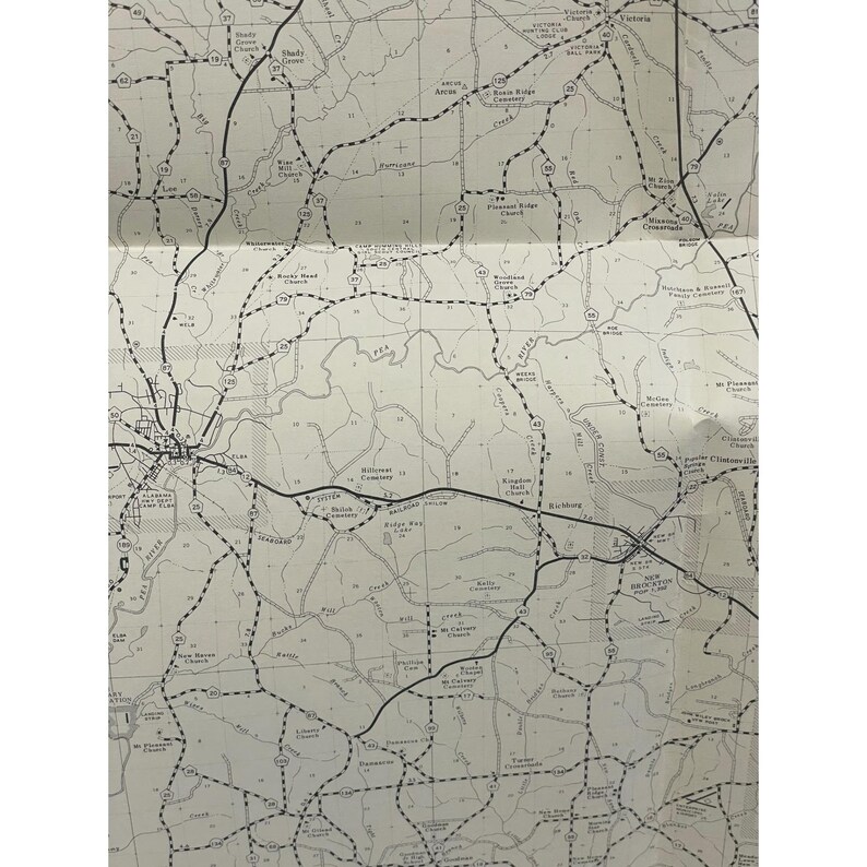 Vintage 1983 General Highway Map Coffee County Alabama 23" x 18" Enterprise Elba image 4