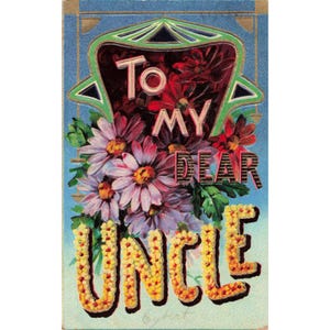 Antique 1909 To My Dear Uncle Embossed Floral Postcard New York Postmark Germany image 1