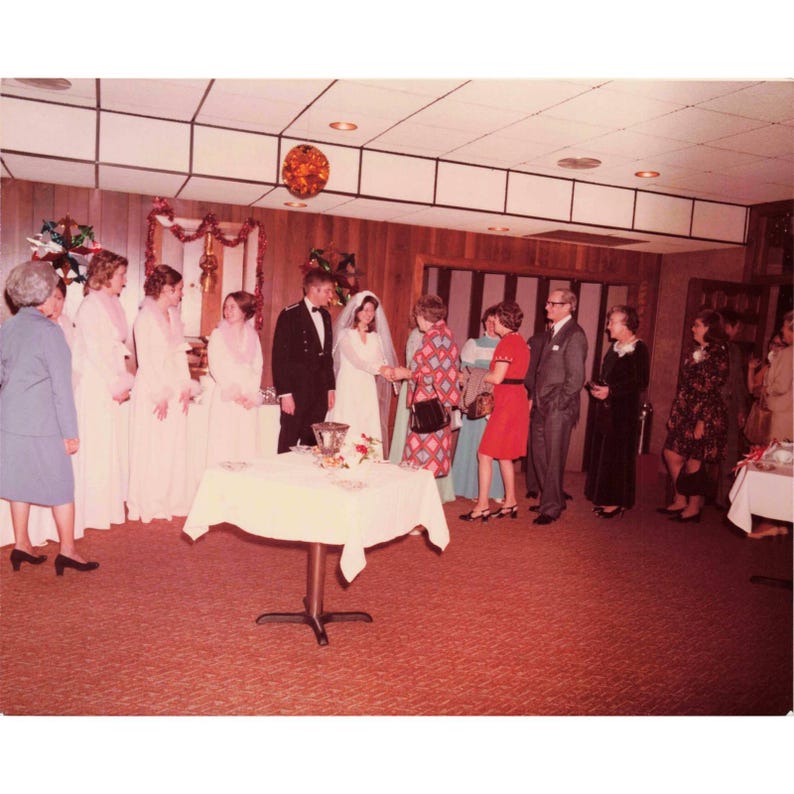 Vintage 1970s Military Wedding Lot 6 Photos Mess Dress Church Christmas 4x5 image 3