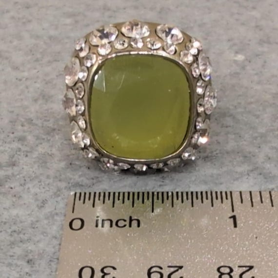 Vtg Sparkly Statement Ring Green Gemstone Rhinest… - image 2