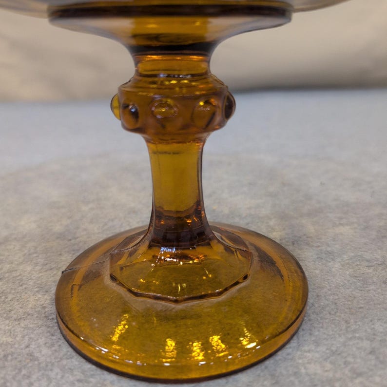 Indiana Glass Amber Teardrop Garland Pedestal Compote Scalloped Candy Dish image 4