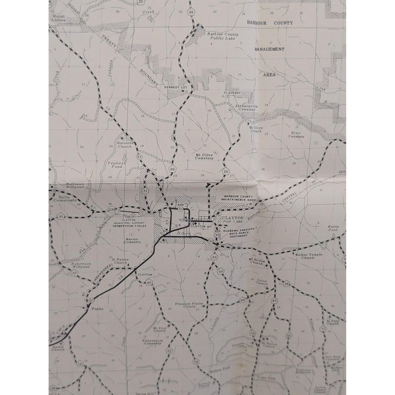 Mapa general de carreteras del condado de Barbour, Alabama, 29" x 18", Eufala Clayton, VTG 1983 imagen 4