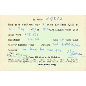 Karta QSL Vtg 1957 G3LP Radio amatorskie 3 małe świnki wielki zły wilk Anglia efemeryda zdjęcie 2