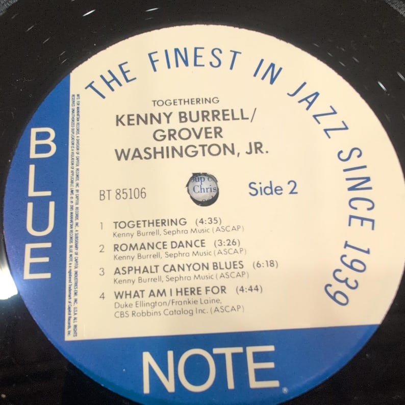 Kenny Burrell Grover Washington Jr Togethering Vinyl LP Blue Note BT 85106 1985 image 5
