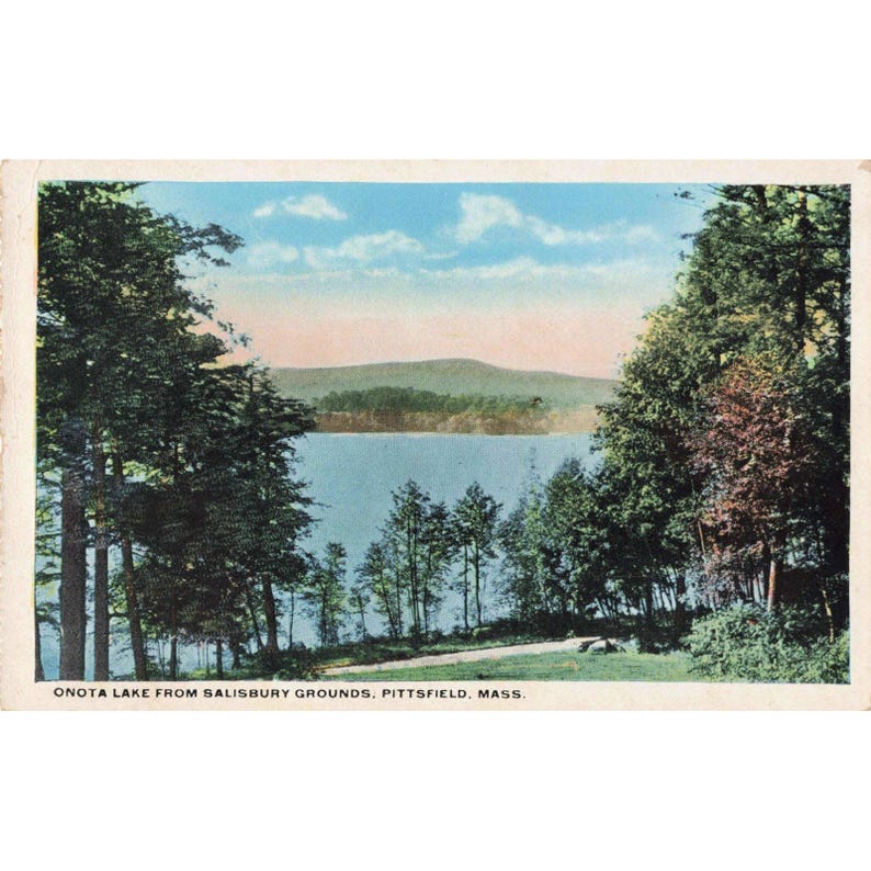 Vintage Onota Lake from Salisbury Grounds Pittsfield Mass Postcard SS Kresge VG image 1