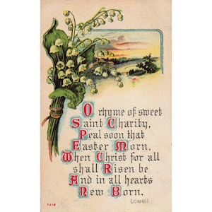 Vintage Easter Postcard Lily of the Valley Religious Poem Lowell 7212 Floral image 1