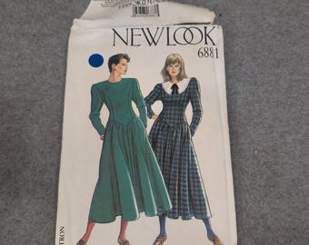 New Look 6881 Misses Dress Wykrój do szycia Rozmiar 8-18 Spódnica z pełną talią baskijską Lata 80.