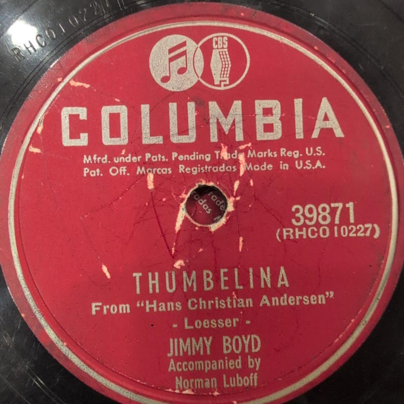 I Saw Mommy Kissing Santa Claus - Jimmy Boyd - Thumbelina Columbia 78 RPM image 2