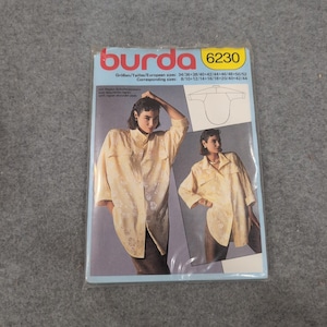 Burda 6230 Vintage Sewing Pattern Women Oversized Raglan Sleeve Shirt Size 8-24 image 1
