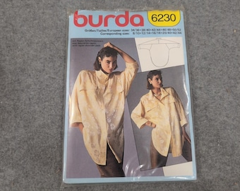 Burda 6230 Vintage Sewing Pattern Women Oversized Raglan Sleeve Shirt Size 8-24