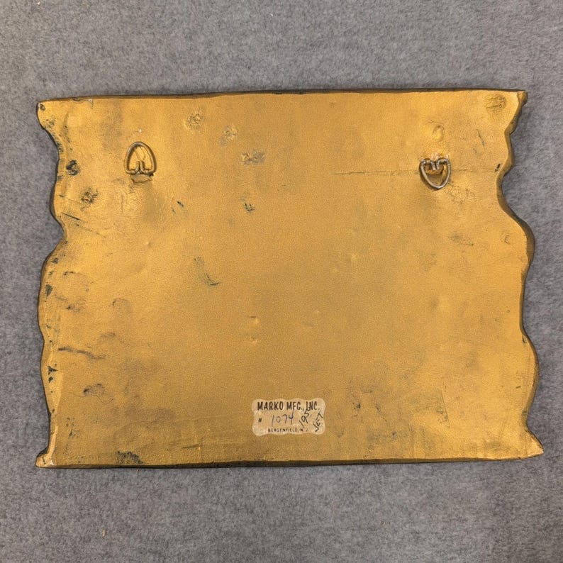 Marko Mfg Inc Neoclassical Cherub Relief Wall Plaque Gold Bronze Latin Text 1074 image 4