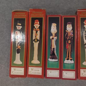 Windsor Collection Christmas Figurines Set 8pc Snowman Santa Resin Vintage Decor image 2