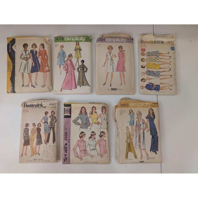 Patrones de costura vintage para mujer, años 70, talla 16: Simplicity, Butterick y McCalls imagen 2