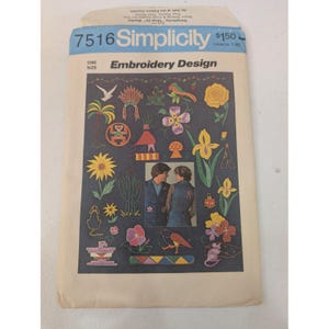 Vintage 1976 SIMPLECITY 7516 Stickerei Transfer Schnittmuster One Size Uncut Bild 1