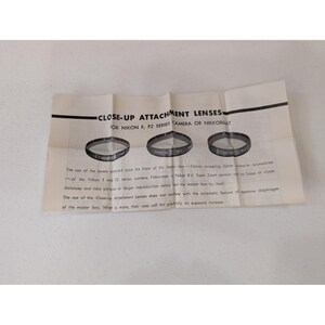 NIKON Close-Up Attachment No. 1 (1,5 diottrie) 52 mm – Filtro per obiettivo vintage Giappone immagine 4