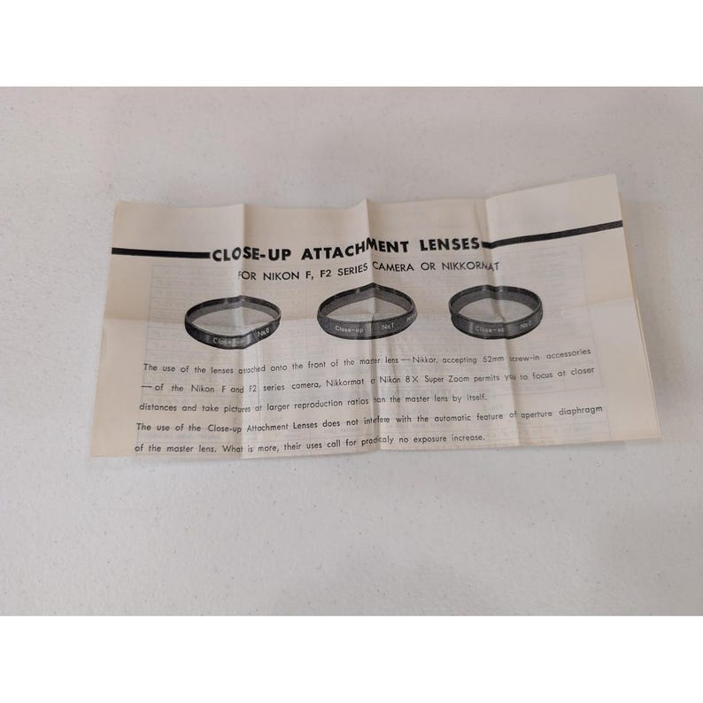 NIKON Close-Up Attachment No. 1 (1,5 diottrie) 52 mm – Filtro per obiettivo vintage Giappone immagine 4