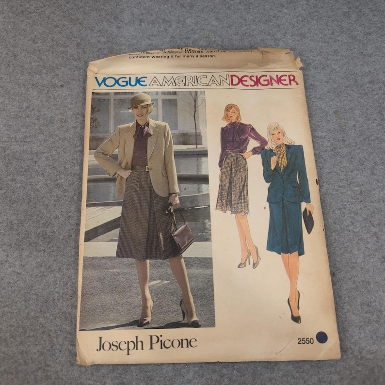 Vogue American Designer Joseph Picone 2550 Sewing Pattern Jacket Skirt Blouse 8 image 1